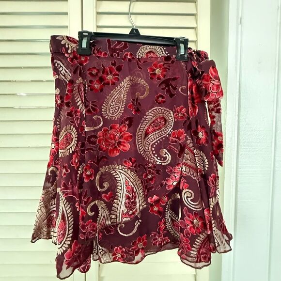 Miami Red Asymmetrical Wrap Mini Skirt - Picture 1 of 6